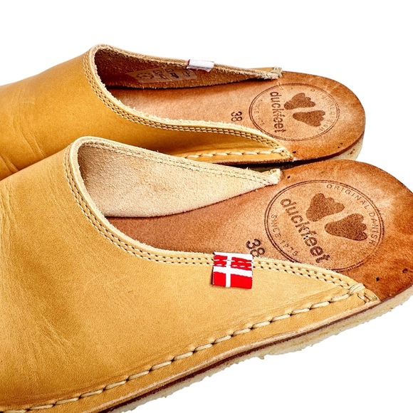 Duckfeet Blavand Leather Clogs Tan Brown Mules SZ 38 - Picture 5 of 12